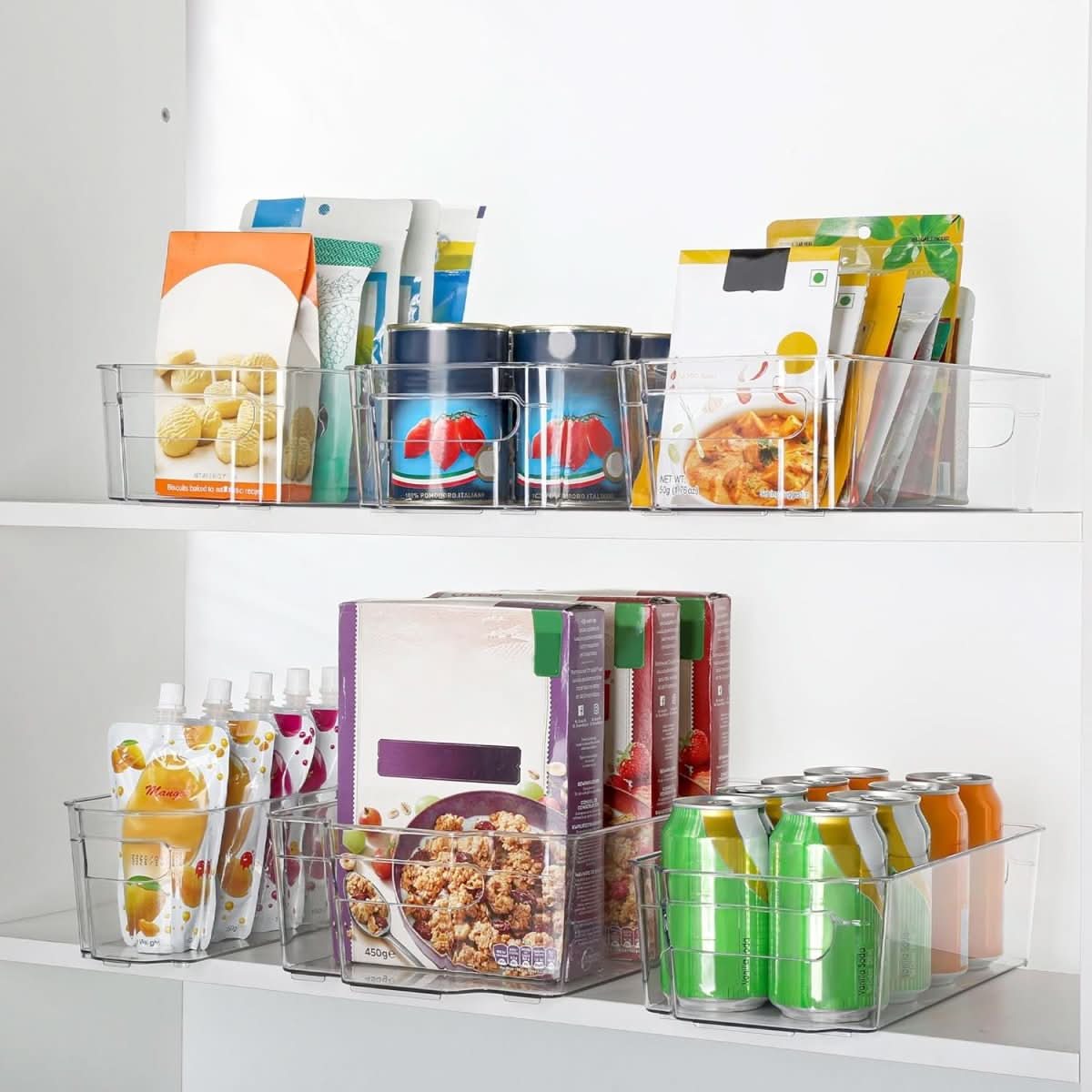 Plastic Storage Boxes Set of 4, Food Storage Containers for Freezer and Pantry