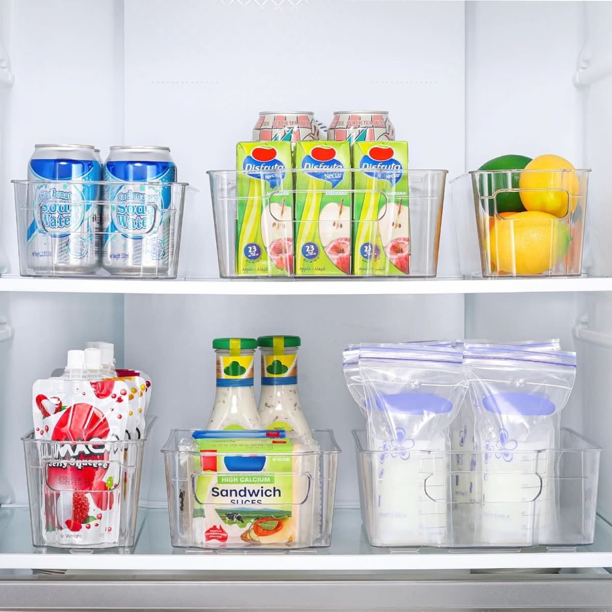 Plastic Storage Boxes Set of 4, Clear Fridge Organiser for Kitchen – image 7