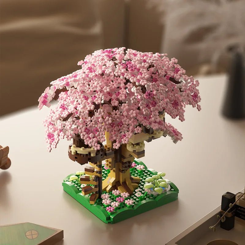 Cherry Blossom Treehouse Building Blocks, 500+ Piece Micro Building Blocks Set, Model Kit, Toys for 8 Year Olds_01