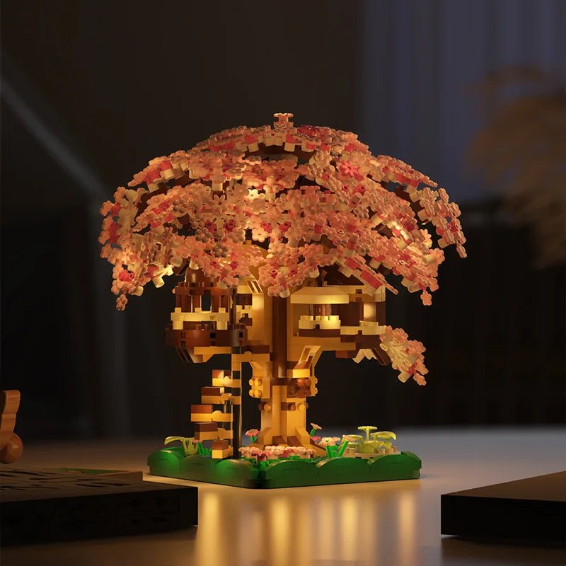 Cherry Blossom Treehouse Building Blocks, 500+ Piece Micro Building Blocks Set, Model Kit, Toys for 8 Year Olds_03