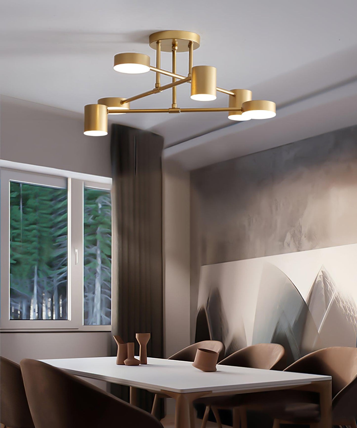 CelestialSphere | Elegant Modern Brass 6-Light Sputnik Ceiling Fixture 7