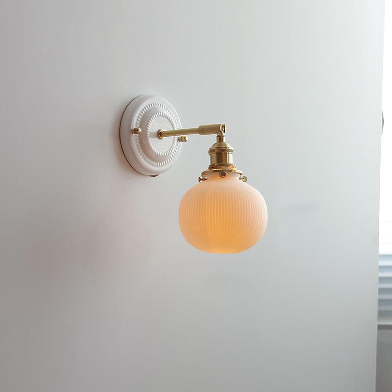 Ceramica | Elegant Vintage Japanese Brass Wall Light Fixture 14
