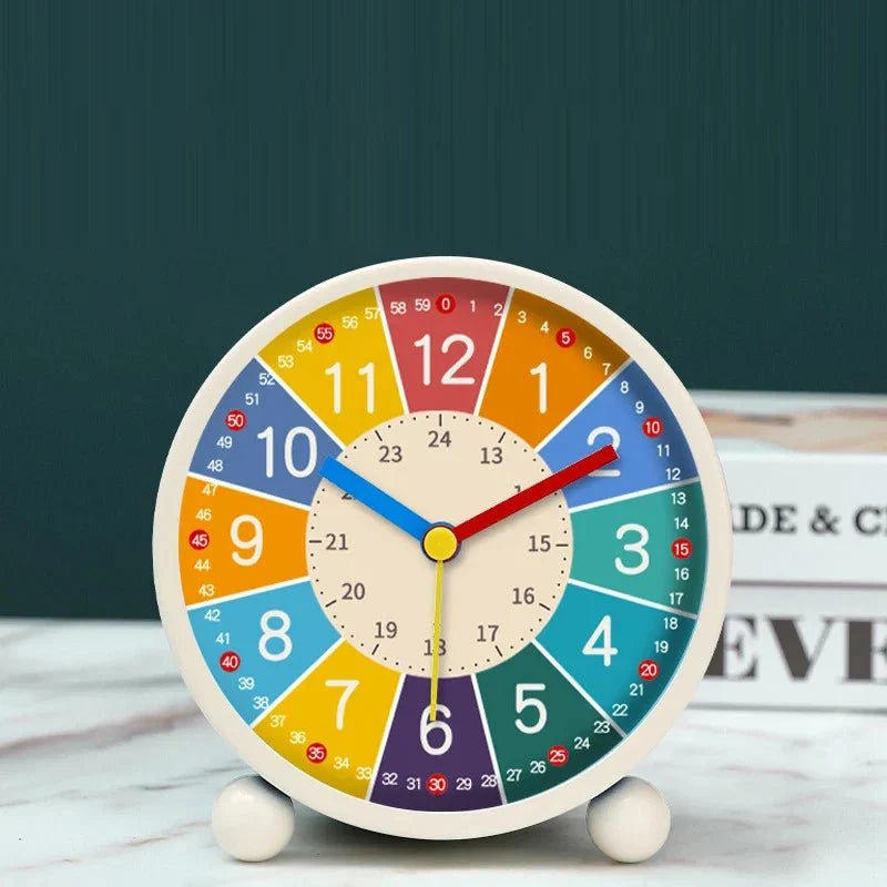 Childrens Alarm Clock, Silent Non Ticking Teaching Clock with Cartoon Design, Analogue Alarm Clock for Kids Bedroom_02