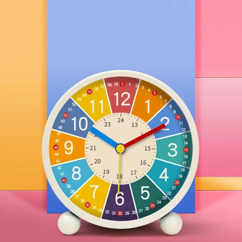 Childrens Alarm Clock, Silent Non Ticking Teaching Clock with Cartoon Design, Analogue Alarm Clock for Kids Bedroom_04