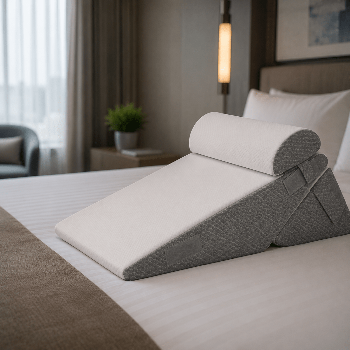 Wedge Pillows, Reading Pillow for Bed and Leg Elevation, Bed Wedge Pillow with Back Support in High Density Foam_01