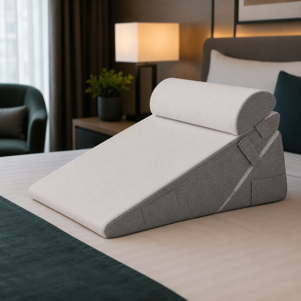 Wedge Pillows, Reading Pillow for Bed and Leg Elevation, Bed Wedge Pillow with Back Support in High Density Foam