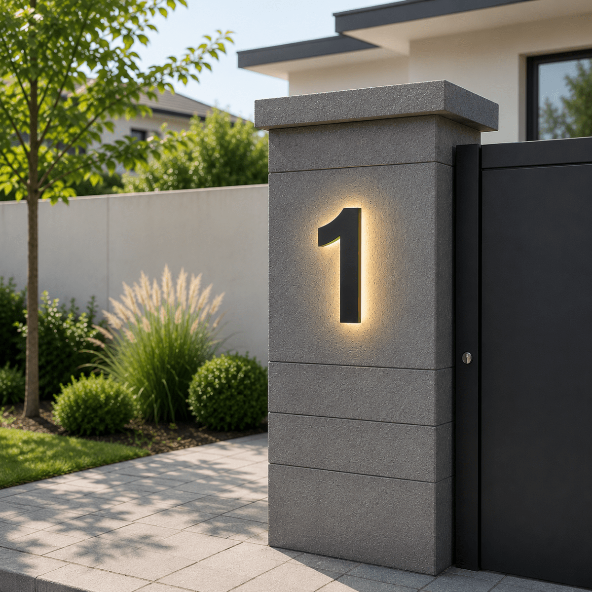 House Numbers, Illuminated LED House Number in Stainless Steel and Acrylic, Modern Door Numbers for Outside_01