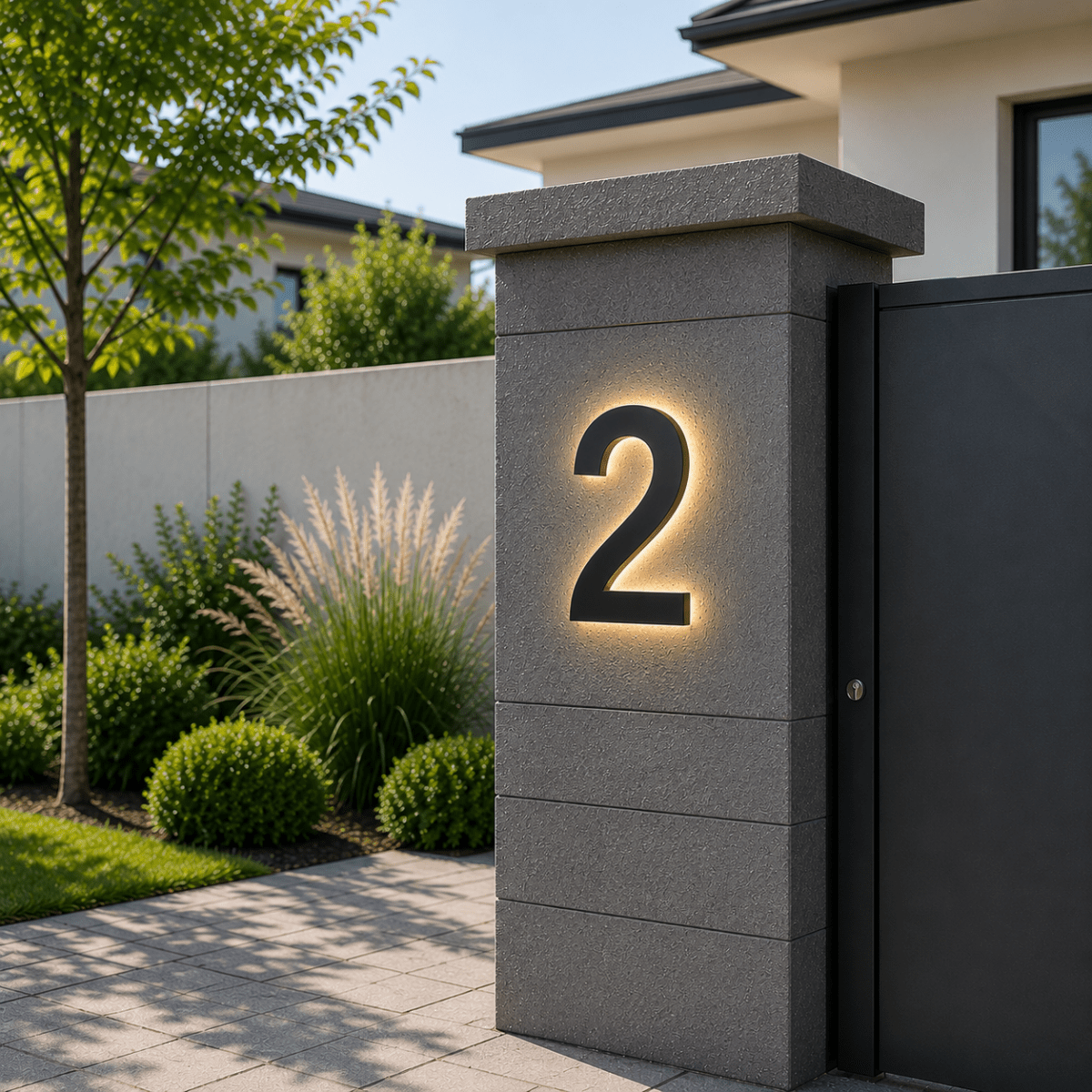 House Numbers, Illuminated LED House Number in Stainless Steel and Acrylic, Modern Door Numbers for Outside_02