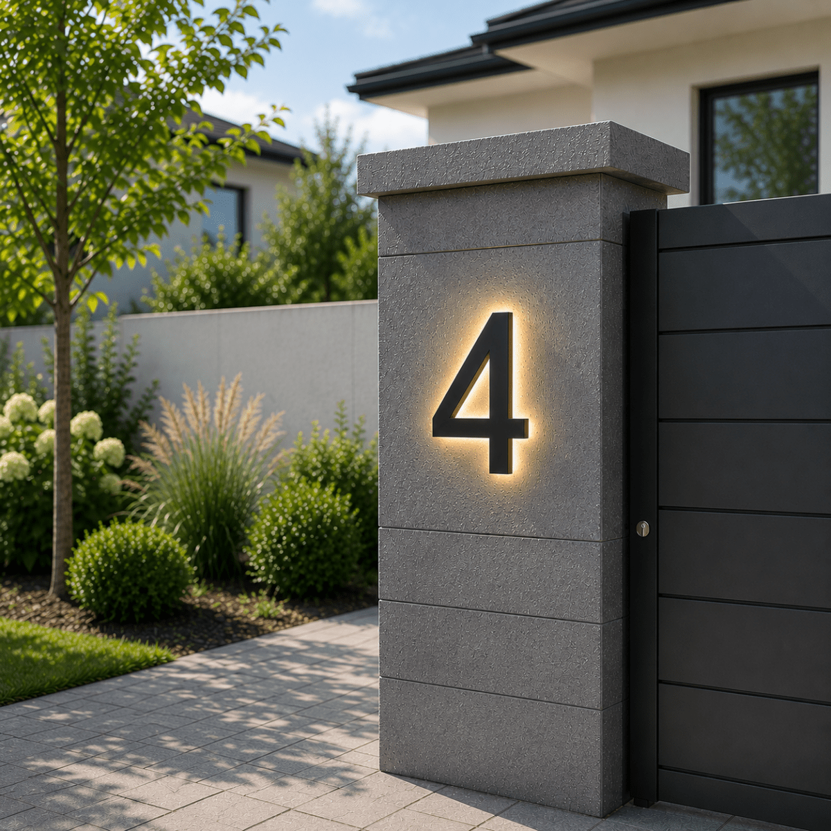 House Numbers, Illuminated LED House Number in Stainless Steel and Acrylic, Modern Door Numbers for Outside_04