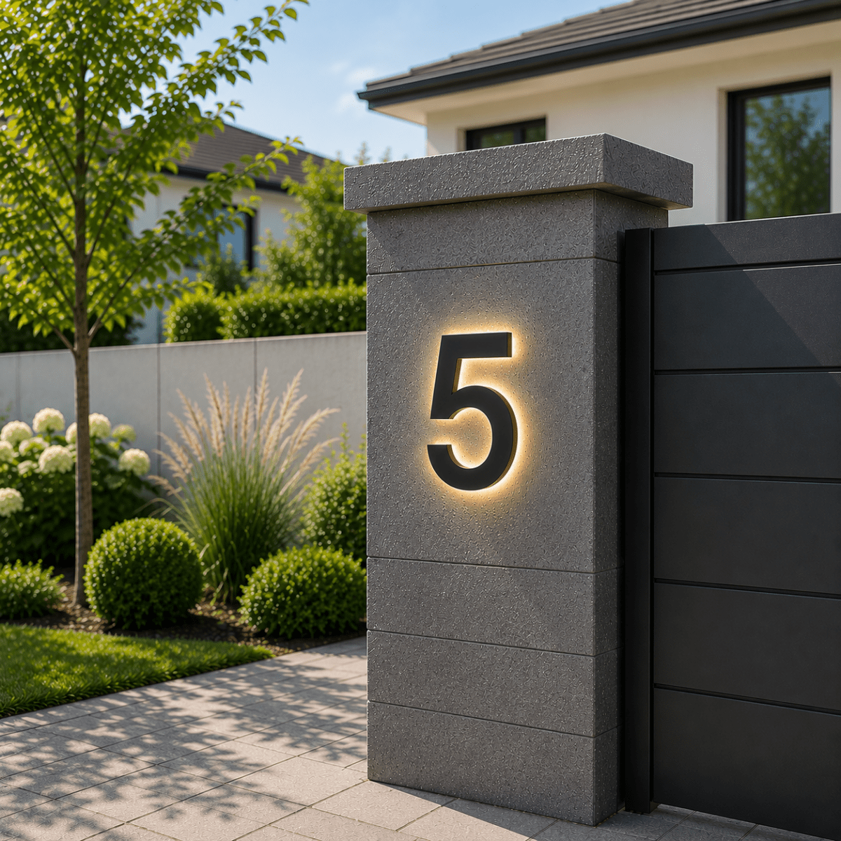 House Numbers, Illuminated LED House Number in Stainless Steel and Acrylic, Modern Door Numbers for Outside_05