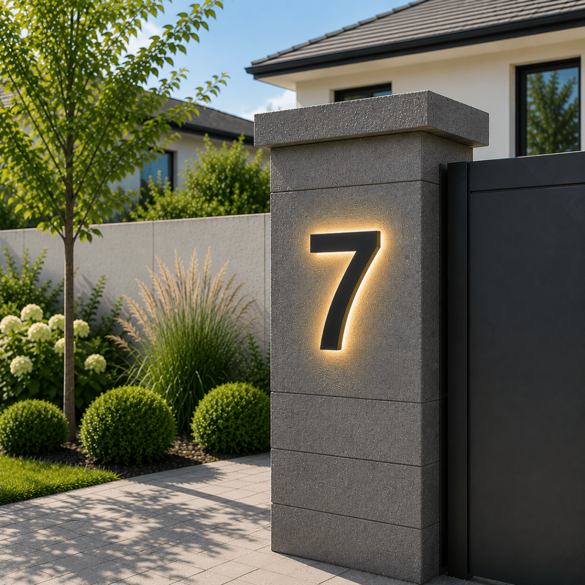 House Numbers, Illuminated LED House Number in Stainless Steel and Acrylic, Modern Door Numbers for Outside_07