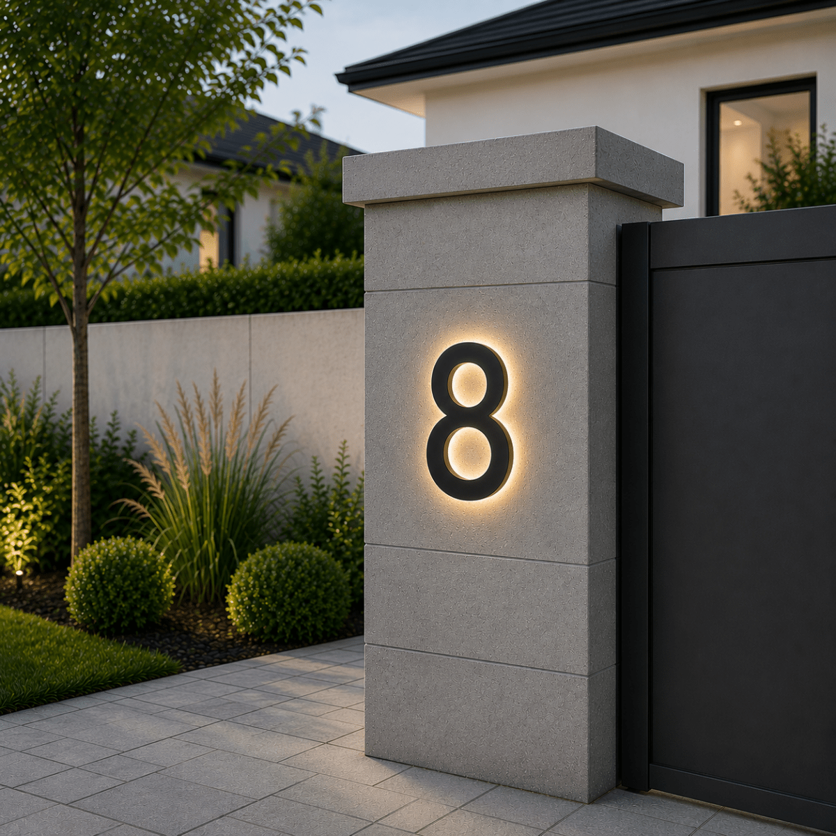 House Numbers, Illuminated LED House Number in Stainless Steel and Acrylic, Modern Door Numbers for Outside_08