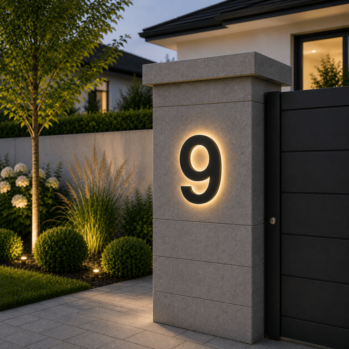 House Numbers, Illuminated LED House Number in Stainless Steel and Acrylic, Modern Door Numbers for Outside_09
