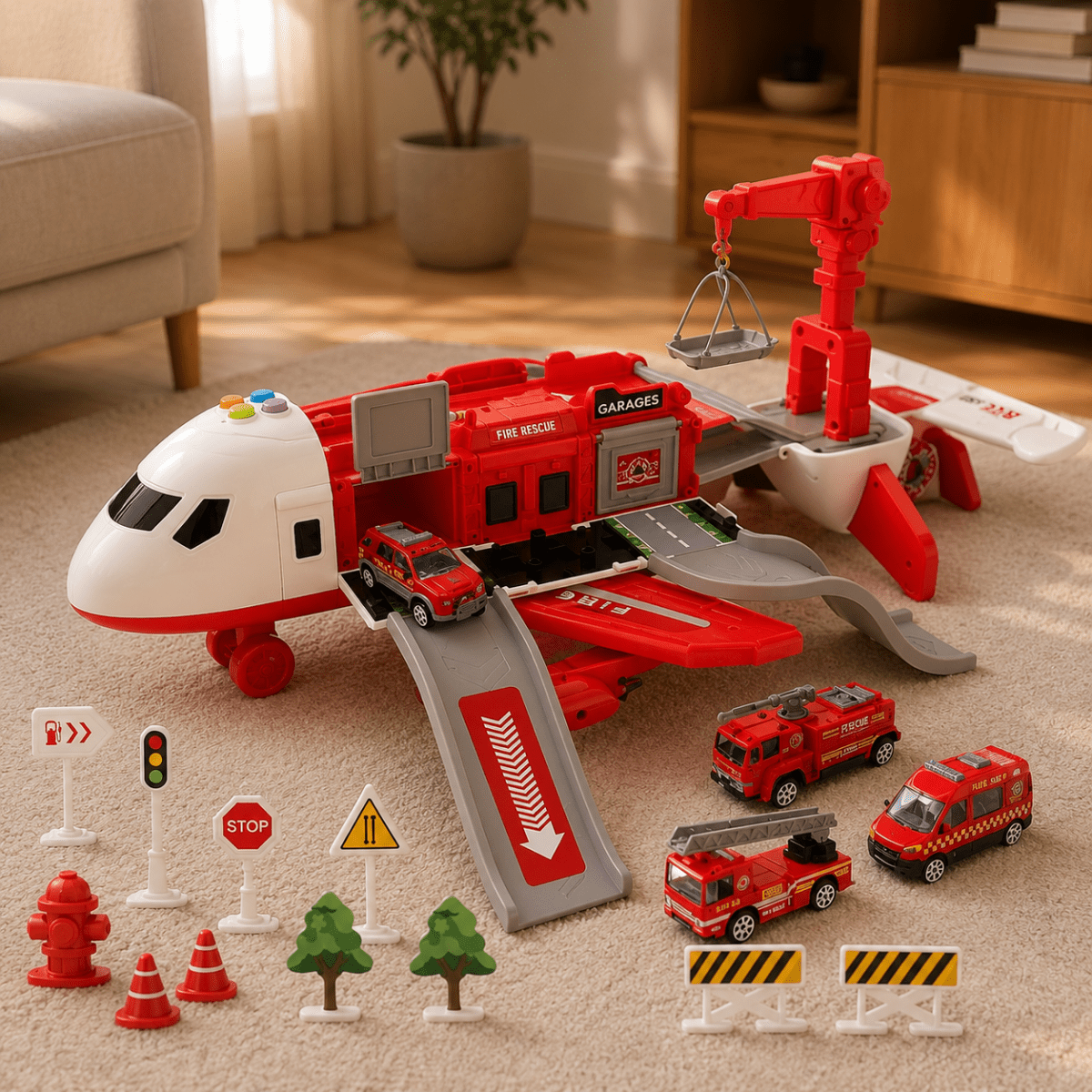 Toy Aeroplanes, Aeroplane Toy Playset for Kids, Childrens Toy Plane for Role Play and Imaginative Rescue Missions_00
