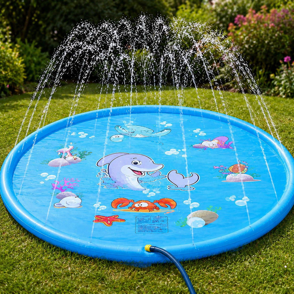 Inflatable Water Play Mat with Spray Function, Splash Pad for Garden Yard and Patio, Outdoor Water Toy for Kids