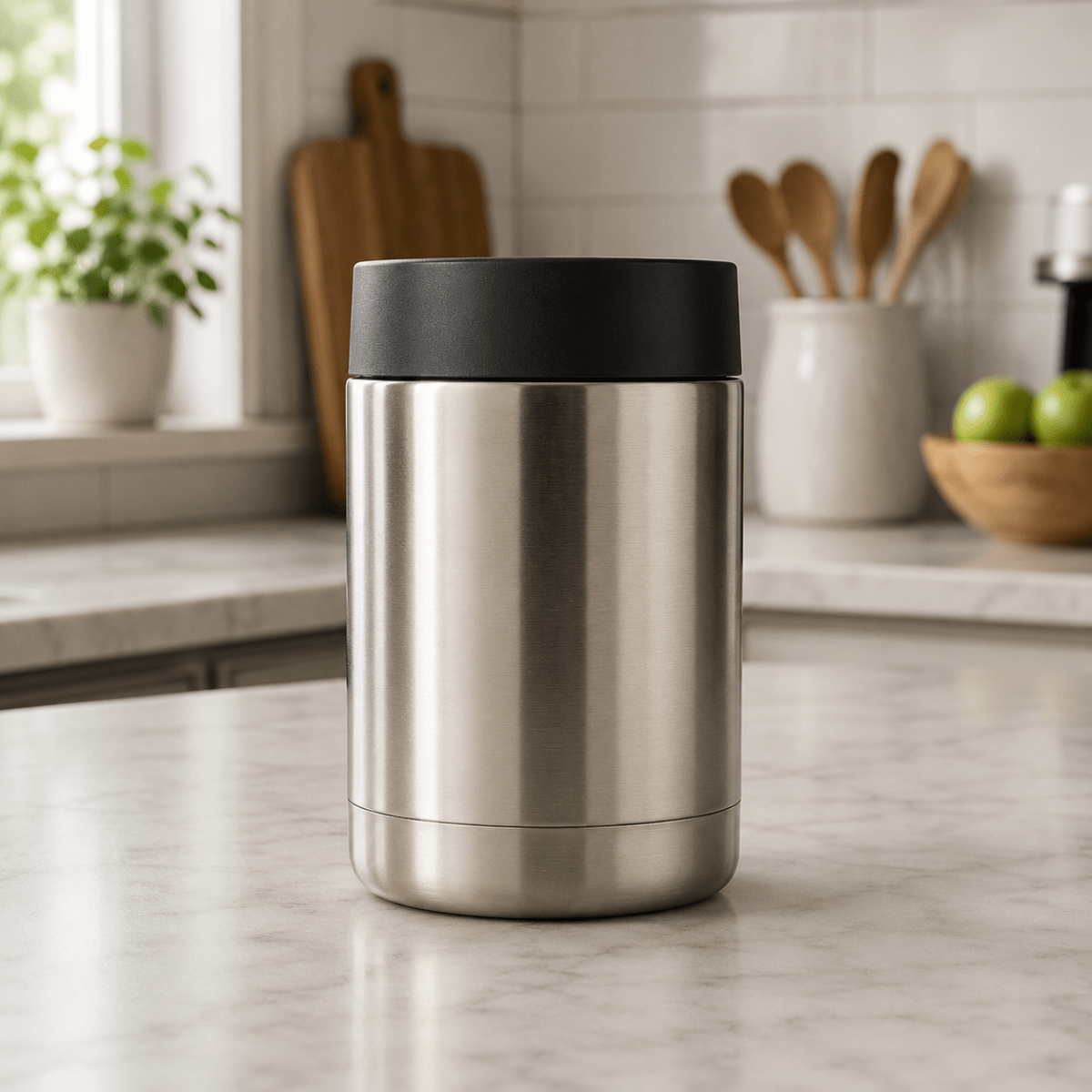 Drink Cooler for Cans, Stainless Steel Beer Can Cooler, Insulated Can Holder with Non Slip Base