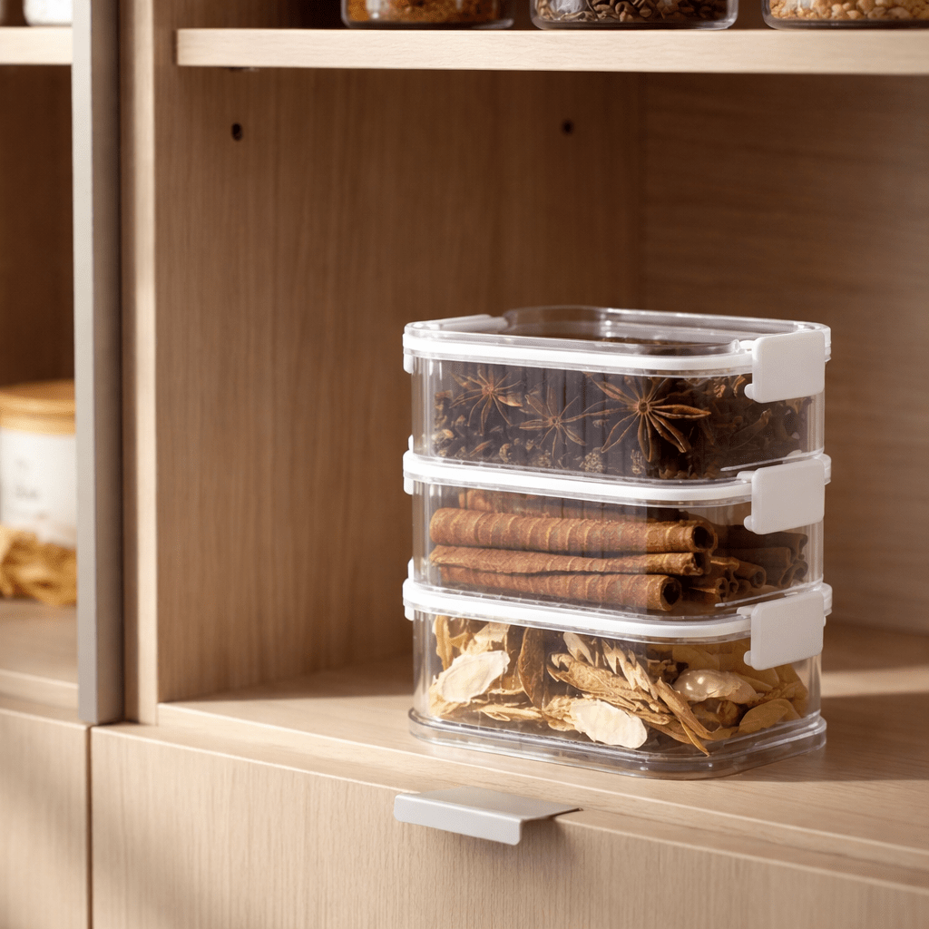 Stackable Food Storage Containers for Spices and Dry Food, Multi Layer Spice Box, Kitchen Cupboard Organiser