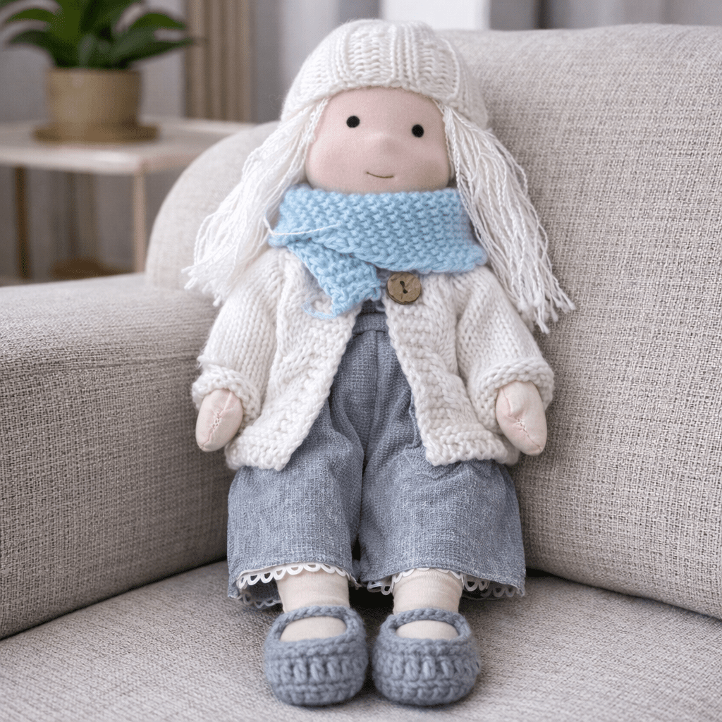 Waldorf Doll Handmade, Soft Doll with Cotton and Plush Body, Kids Toys for Creative Play, Soft Toy for Imaginative Play_02