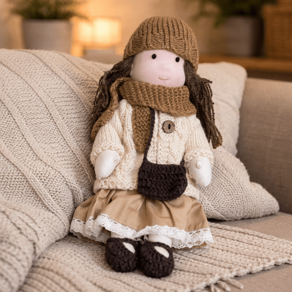 Waldorf Doll Handmade, Soft Doll with Cotton and Plush Body, Kids Toys for Creative Play, Soft Toy for Imaginative Play_35