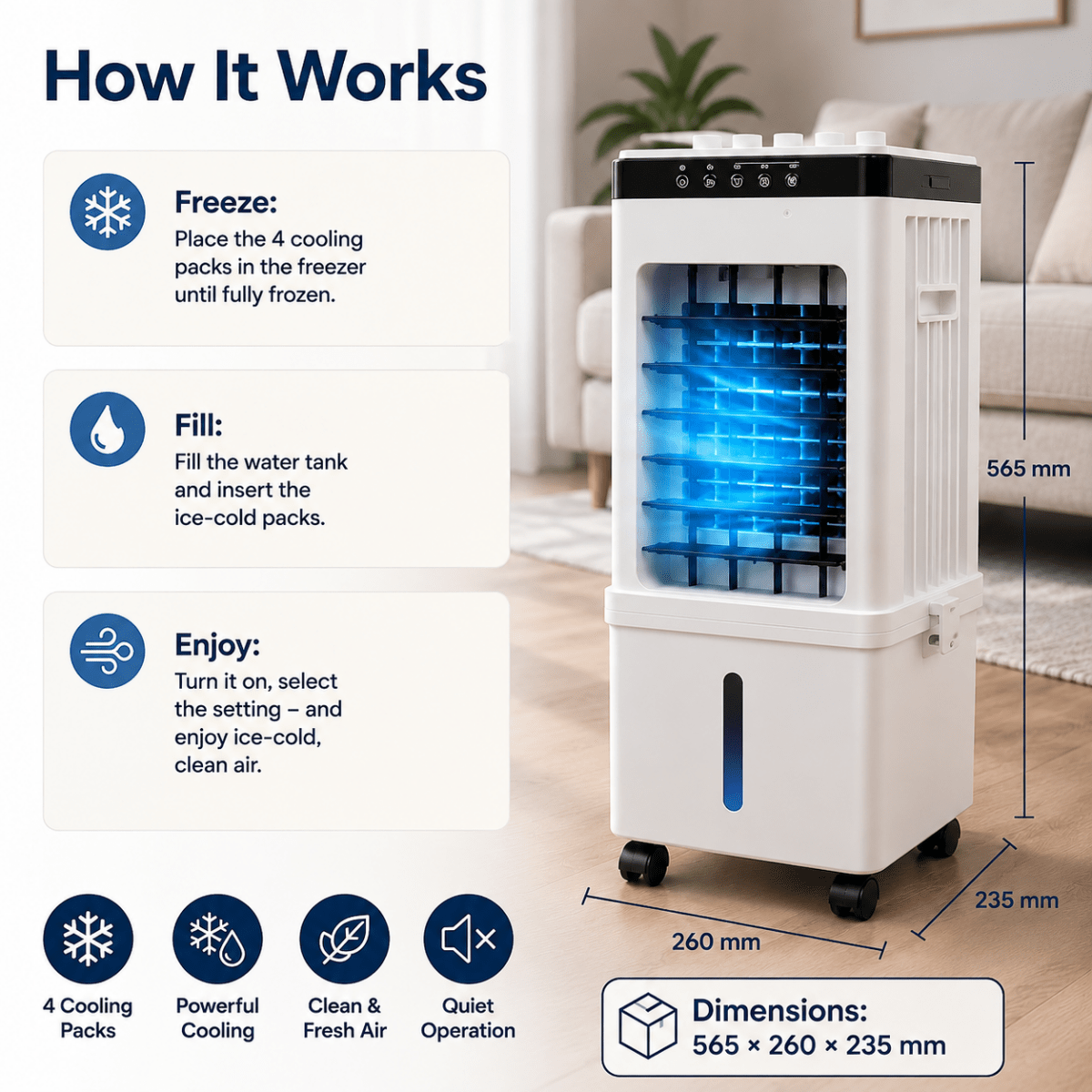 Portable Cooling Unit with Cooling Packs, Portable Air Cooler 3 in 1 with Remote, Evaporative Air Cooler for Bedroom_04