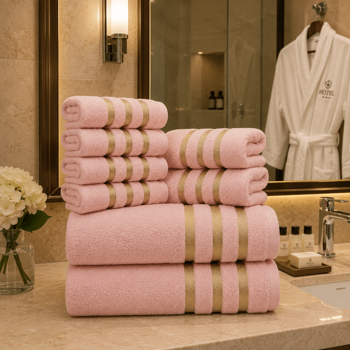 Bath Towels, 8 Piece Towel Set with Hand Towels and Face Cloths, Soft Absorbent Bathroom Towels for Hotel and Spa