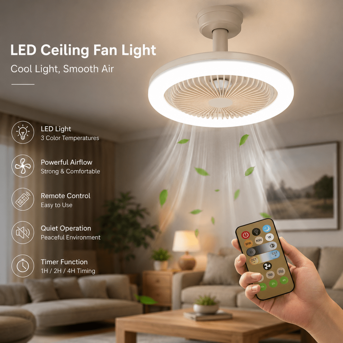 Ceiling Fan with Light and Remote, Light Bulb Fan for Lamp Socket – image 6