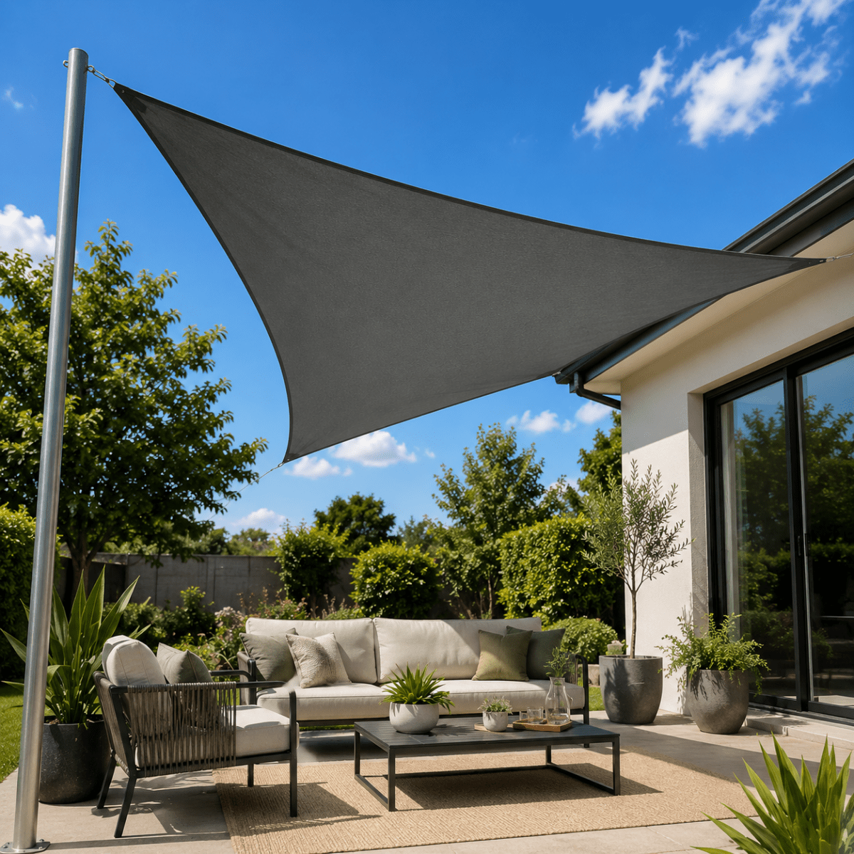 Sun Shade Sail Square and Triangle, Garden Shade Sail for Balcony and Terrace, Rectangular Sun Sail for Garden and Patio_00