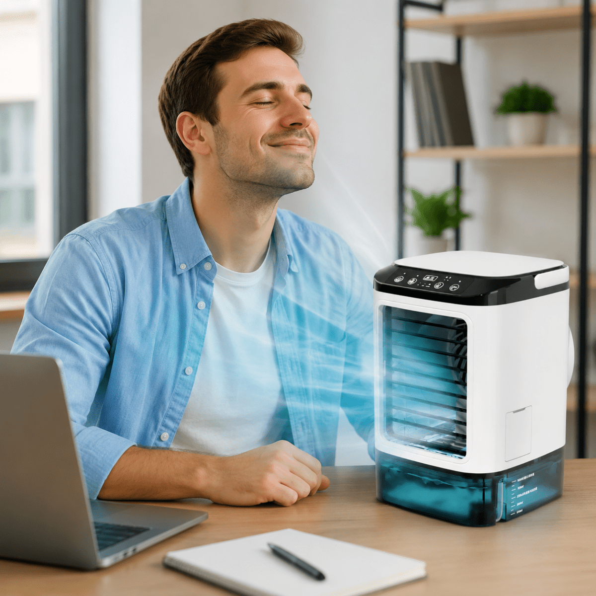 Portable Air Cooler with 900 ml Water Tank, Air Cooler Fan for Bedroom and Office, Compact Water Cooling Fan for Desk