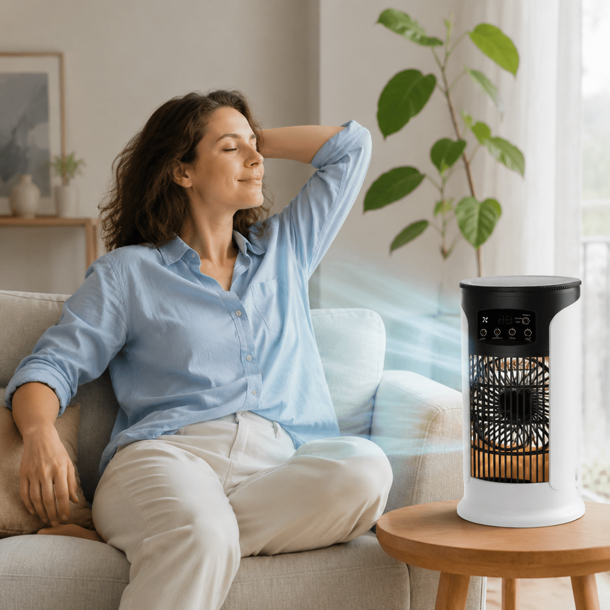 Air Cooler 3 in 1 with LED Night Light, Home Air Cooler for Bedroom with 6 Speed Levels