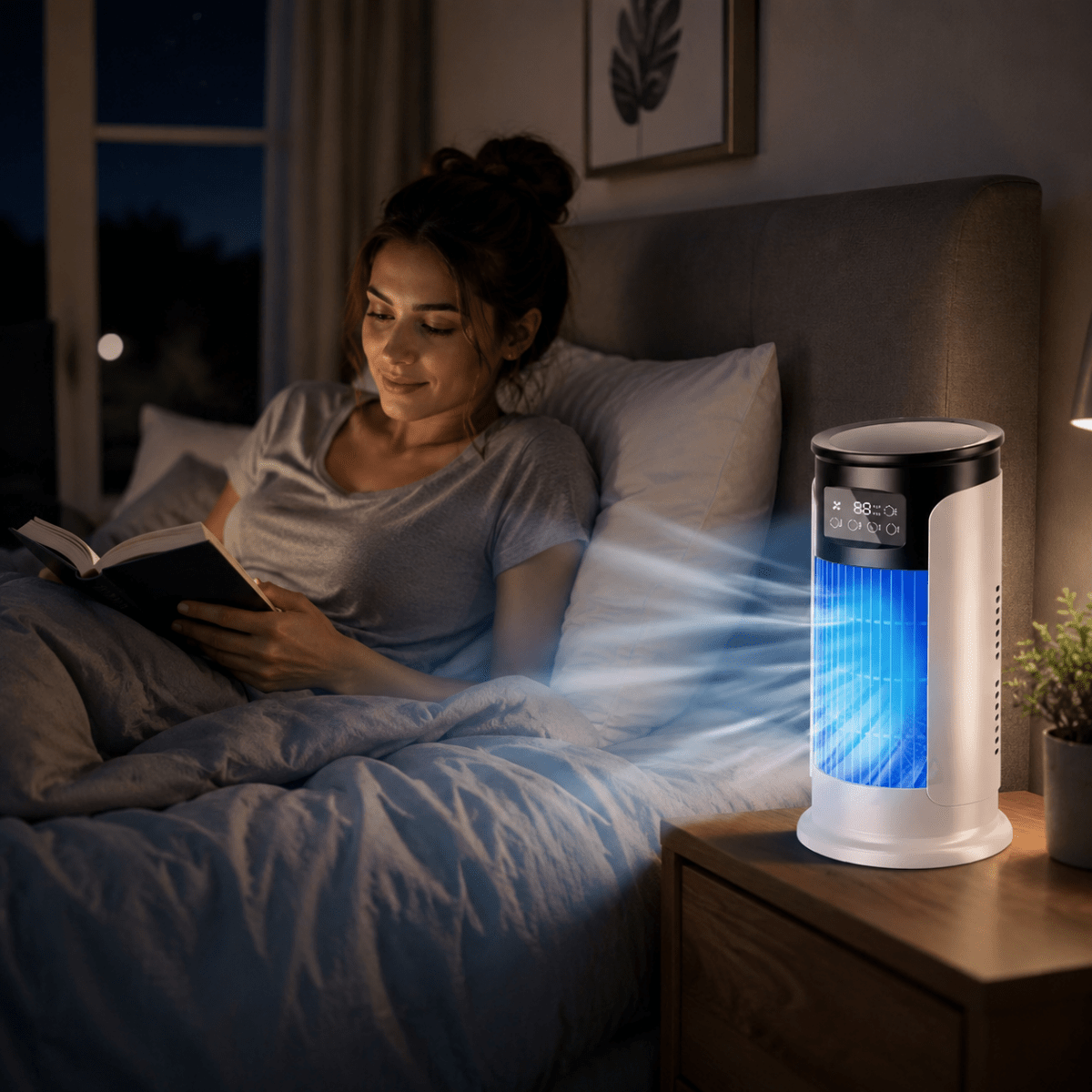 Portable Air Cooler Evaporative with Humidification, Air Cooler Fan with 300 ml Water Tank, USB Bedroom Air Cooler