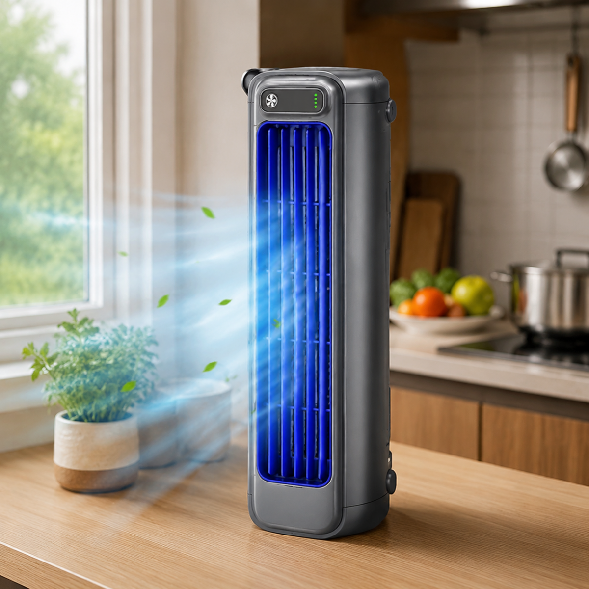 Cooling Fan for Kitchen, Compact Portable Desk Fan Quiet with 3 Speeds for Office and Bedroom, Rechargeable Electric Fan