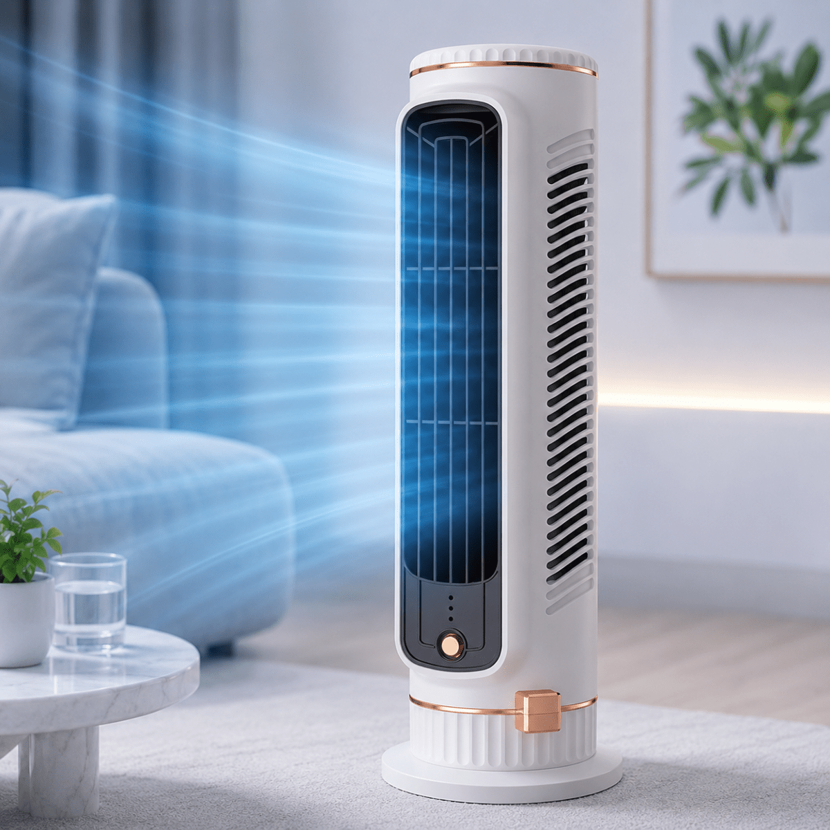 Bladeless Tower Fan with 360 Degree Air Circulation, Quiet Cooling Fan for Bedroom and Living Room, Bladeless Fan
