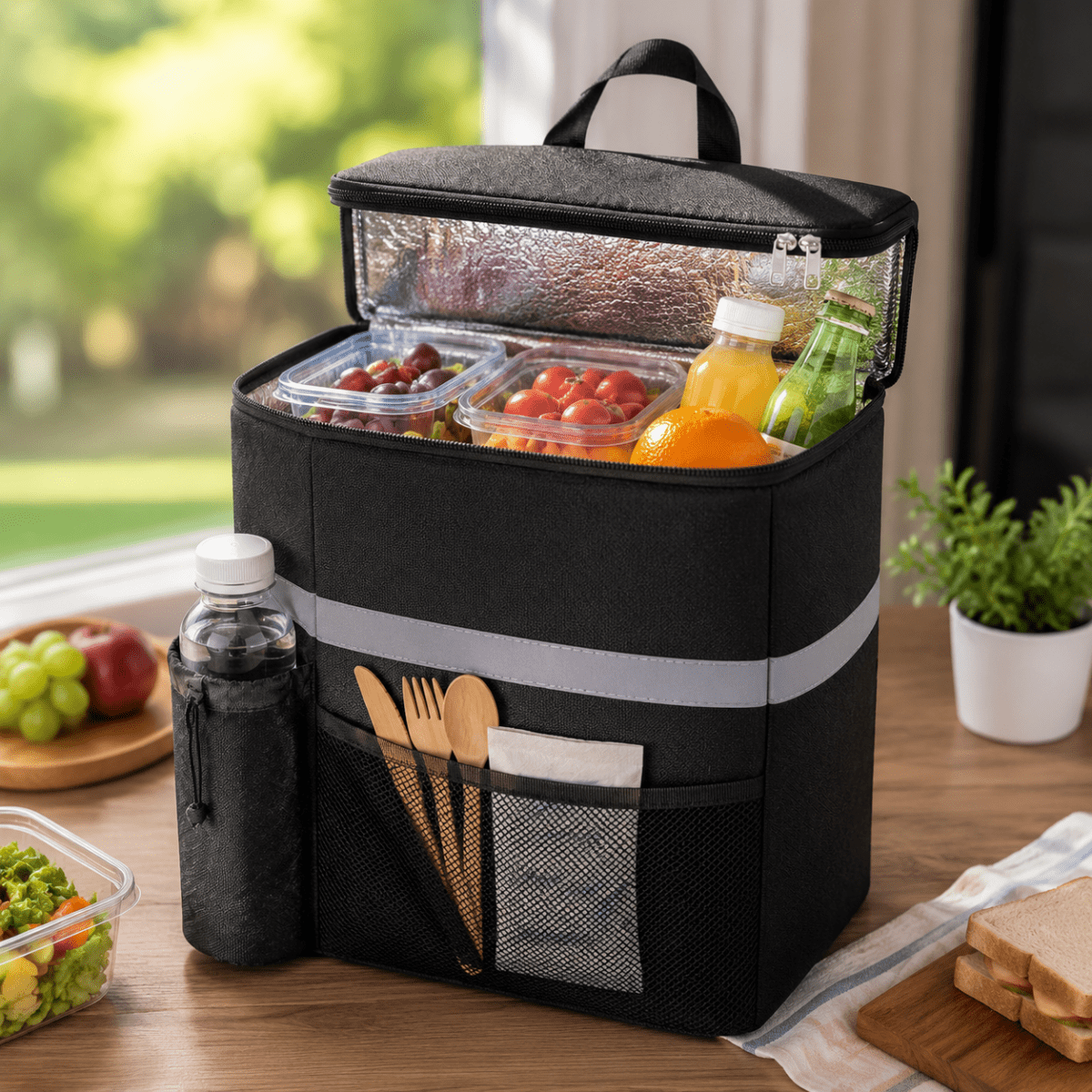 Large Cooler Bag Insulated for Food and Drinks, Cool Bag for Shopping Camping and Delivery, Insulated Picnic Bag