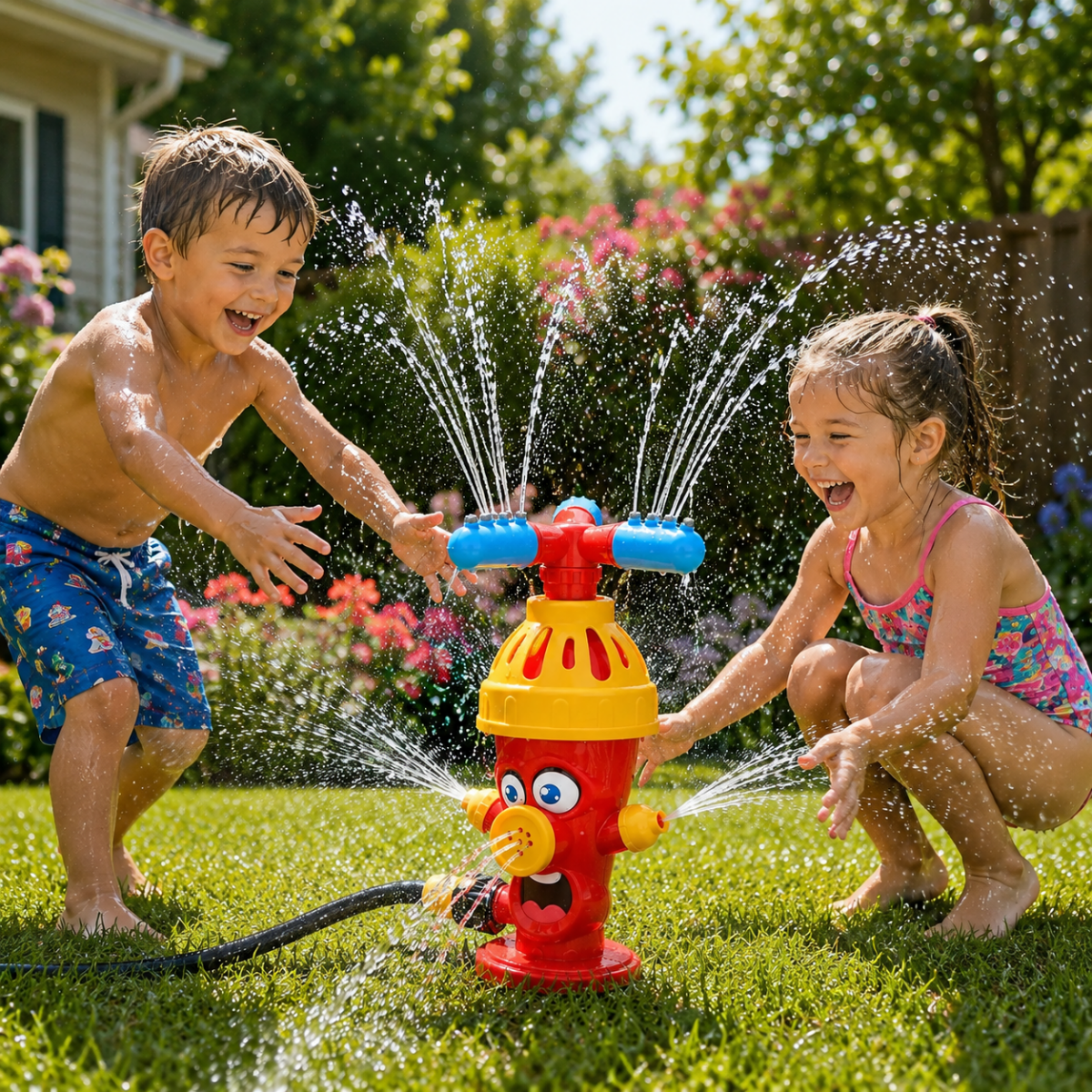Garden Sprinkler Toy Cartoon Hydrant, Water Sprinkler for Kids with Spray Effects, Outdoor Garden Toys for Summer Play