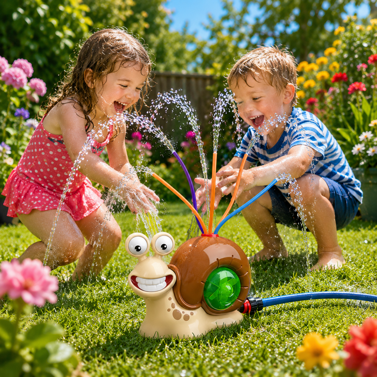 Garden Sprinkler Toy Colourful Snail, Water Sprinkler for Kids with Spray Effects, Garden Toys for Lawn and Summer Play