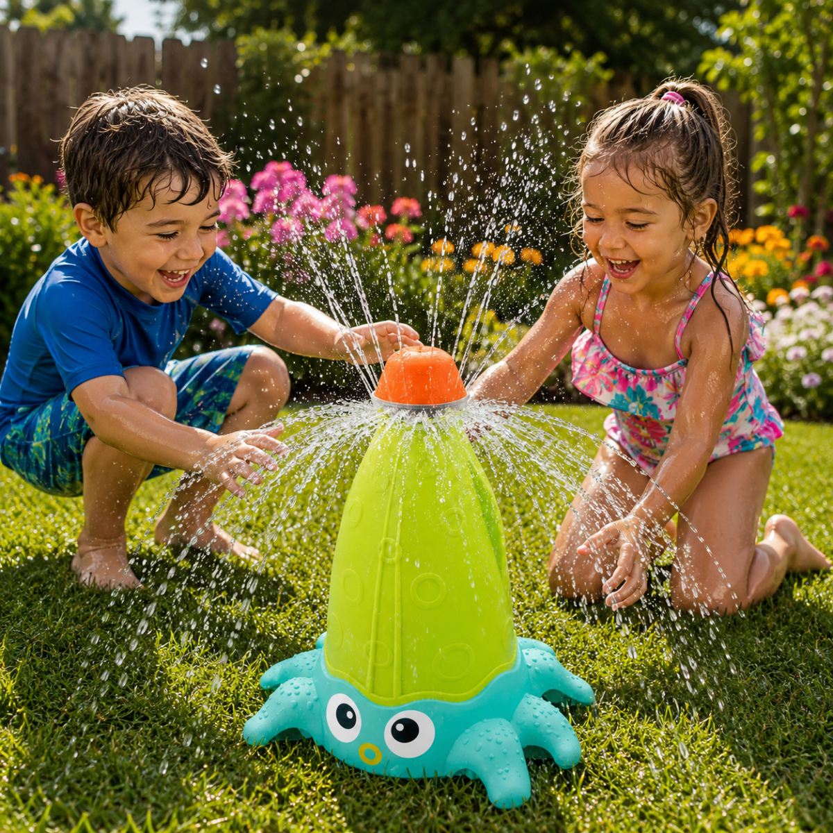 Garden Toys Rotating Octopus Water Toy, Garden Sprinkler Toy with Spray Function, Water Sprinkler for Garden Play