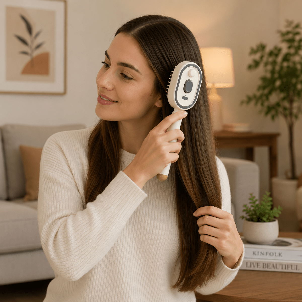 Hair Comb with Red Light and Spray, Electric Comb Rechargeable via USB, Cordless Hair Styling Comb for Home and Travel_02