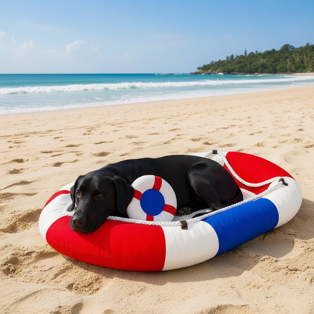 Cooling Dog Bed with Waterproof Surface, Boat Shaped Pet Bed with Integrated Cushion