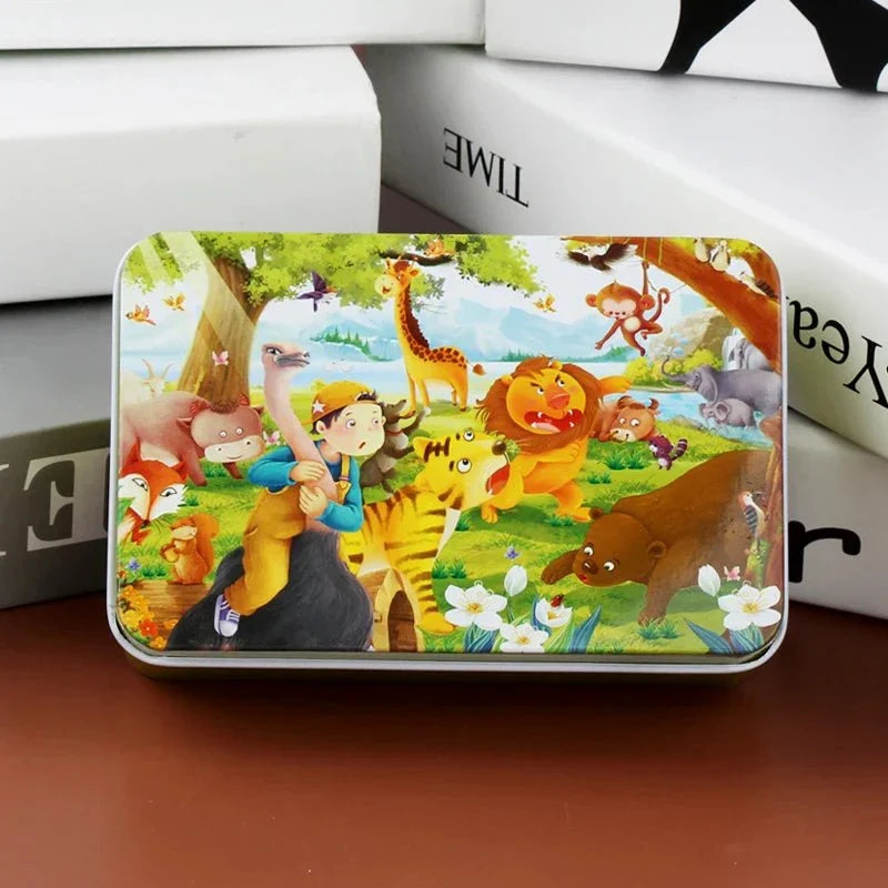 Wooden Jigsaw Puzzle 60 Pieces, Animal Jigsaw Puzzles for 3 Year Olds, Wooden Puzzles with Board and Storage Box_25