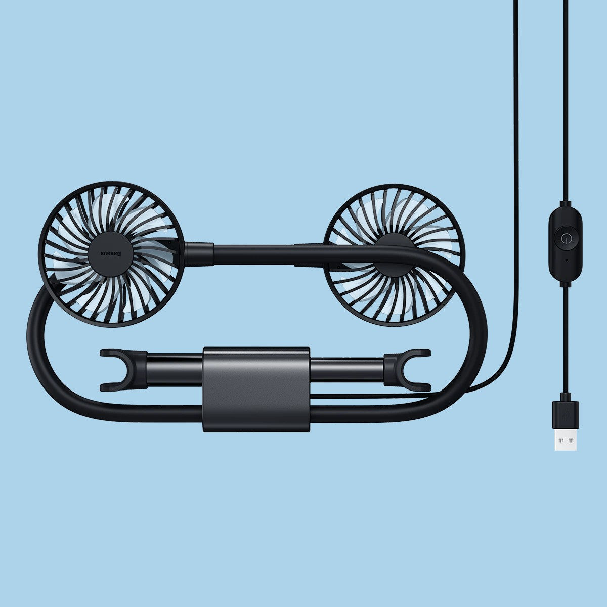Comfort Breeze | Portable Car Fan with Dual-Head Design & 360° Rotation | USB Fan for Personalized Airflow
