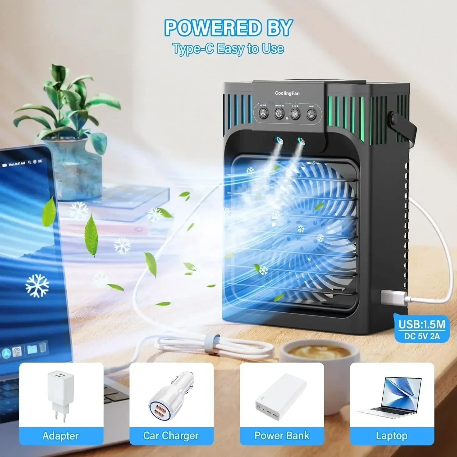 Compact Air Cooler | Evaporative Cooling Fan with Remote & 3 Speed Settings | Personal Comfort for Small Spaces 5