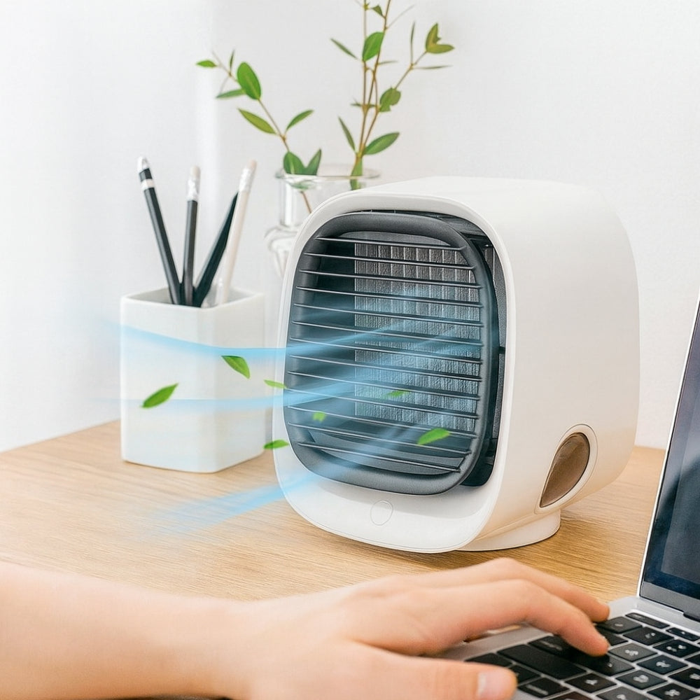 Compact Air Cooler | Mini USB Humidifier with LED Light for Refreshing Comfort 0