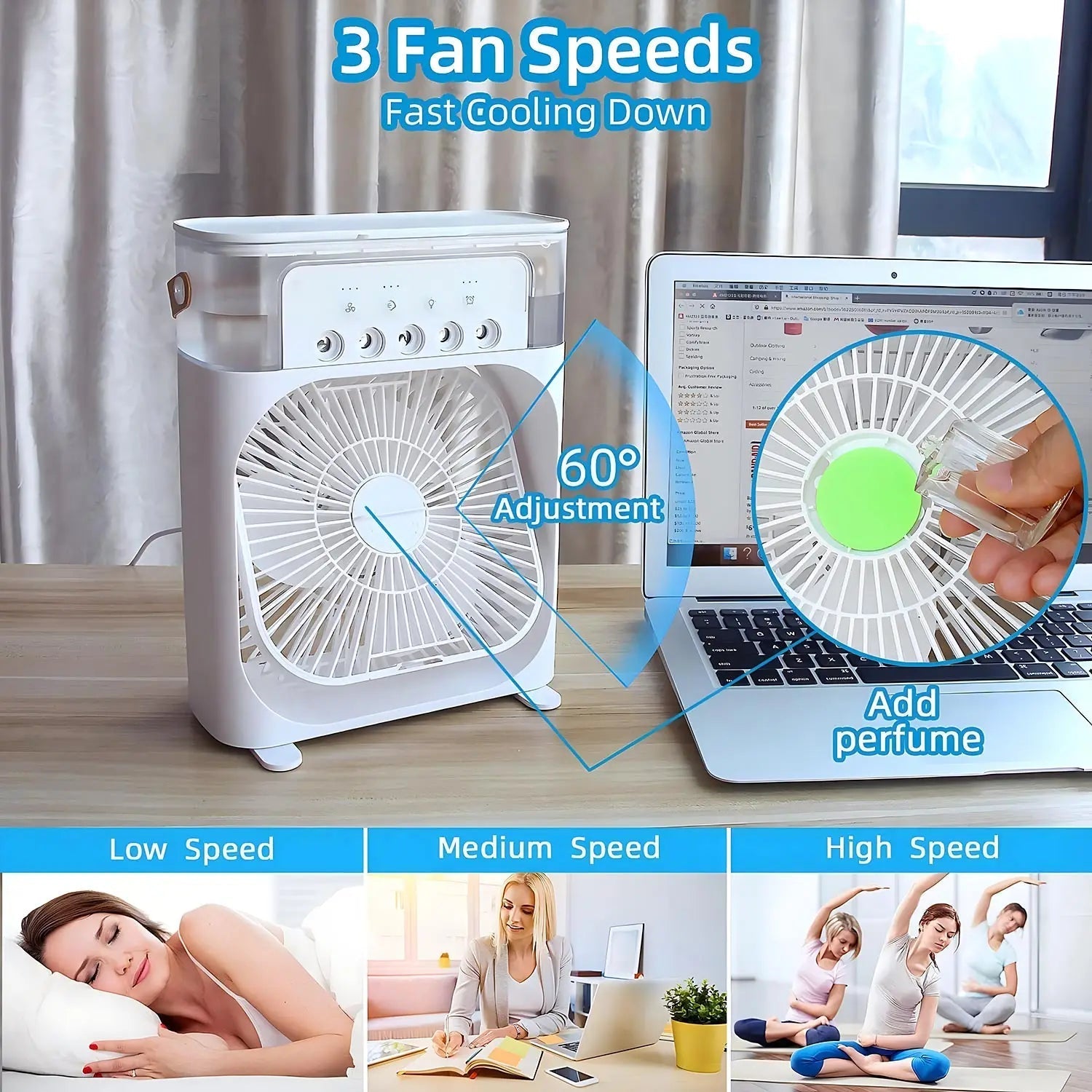Compact Air Cooler | Portable Air Conditioner with Custom Airflow | 3-in-1 Humidifier for Everyday Comfort 4