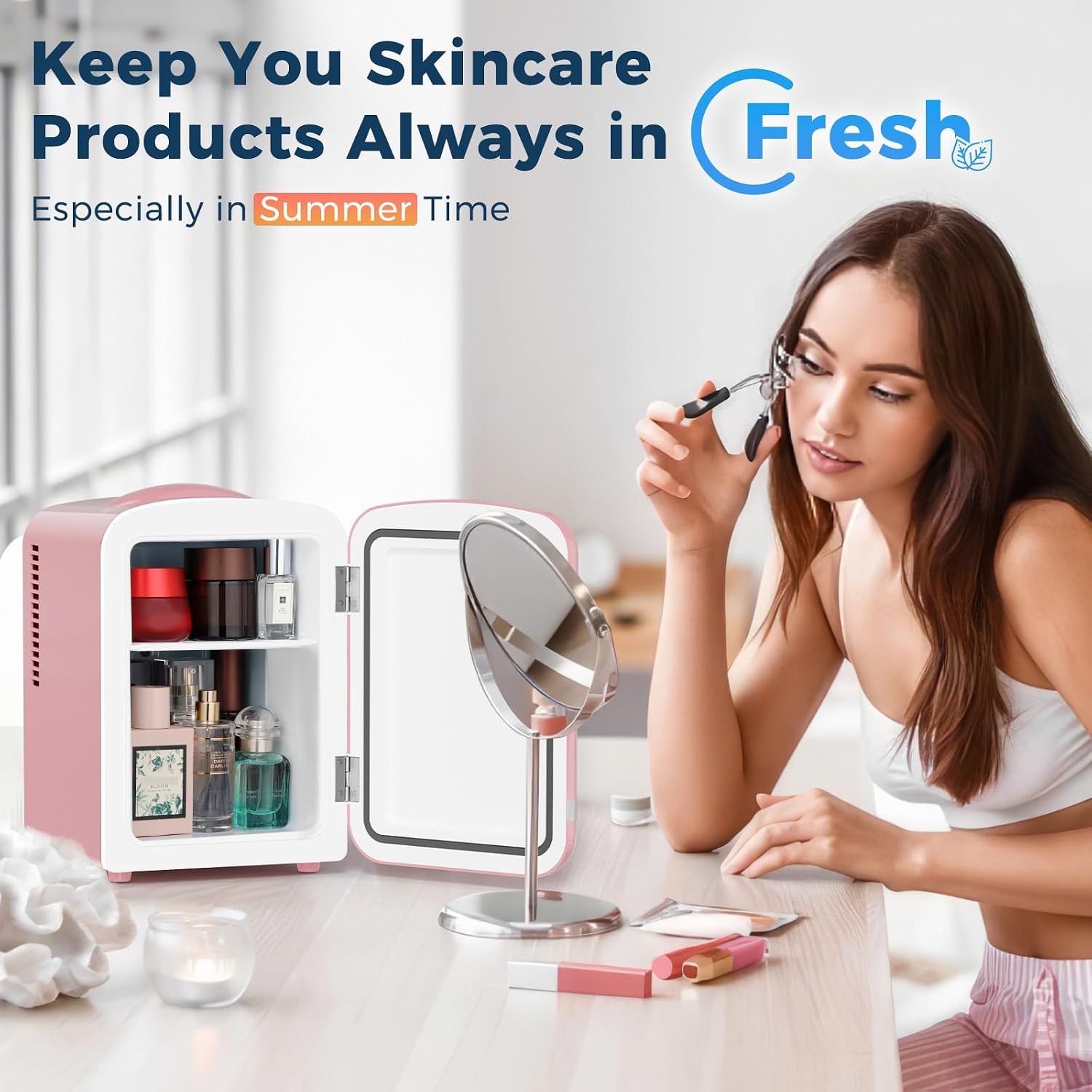 Compact Cooler | Mini Fridge with Cooling & Heating Functionality | Versatile Small Fridge for Skincare, Beverages & Snacks 4