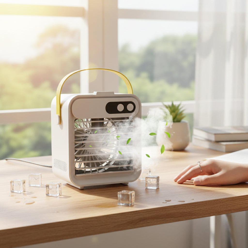 Compact Cooling Fan | Portable Mini Mist Humidifier with Quiet Operation | Ideal for Small Spaces 0