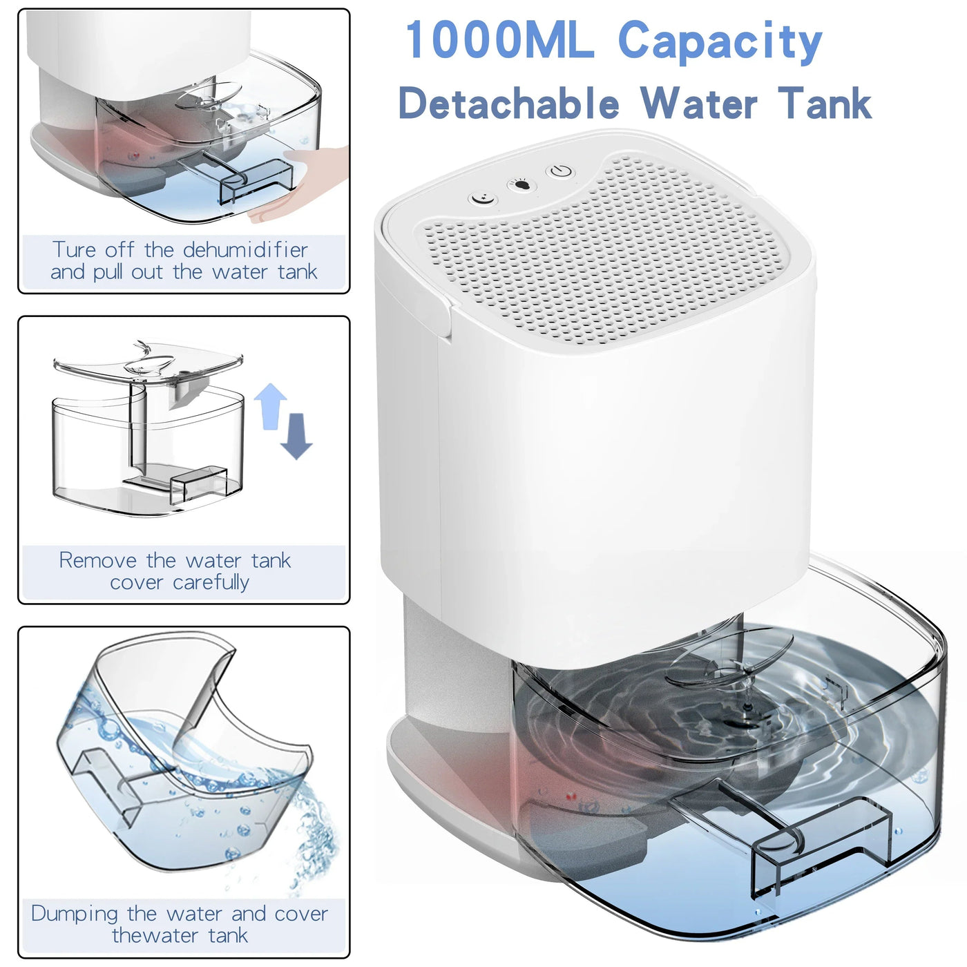 Compact Dehumidifier | Small 1000ml Model with Air Filter & Night Light | Perfect for Fresh, Drier Air 5