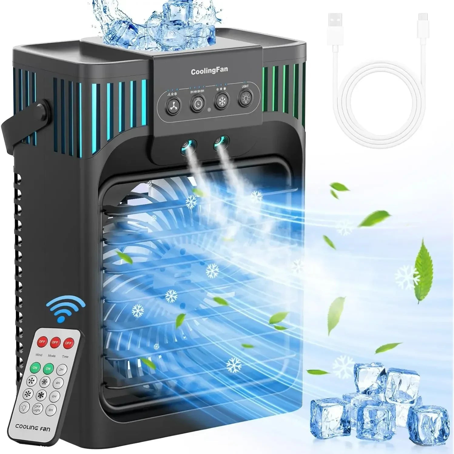 Compact Desktop Air Conditioner | Portable Evaporative Cooler with Remote Control for Personal Comfort