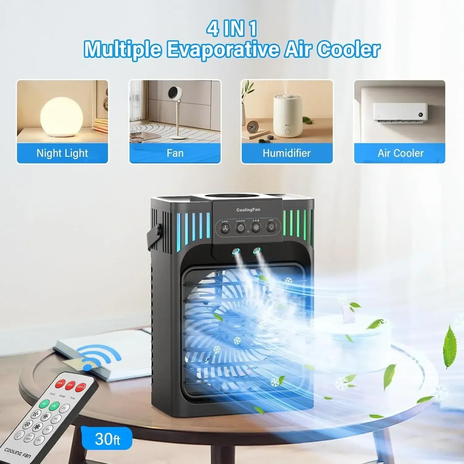 Compact Desktop Air Conditioner | Portable Evaporative Cooler with Remote Control for Personal Comfort