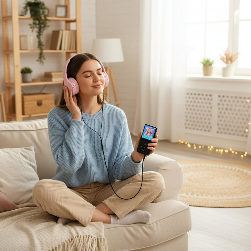 Compact MP3 Player with Clip-On Design & USB Rechargeable Battery | Lightweight Music Player for Travel and Workouts