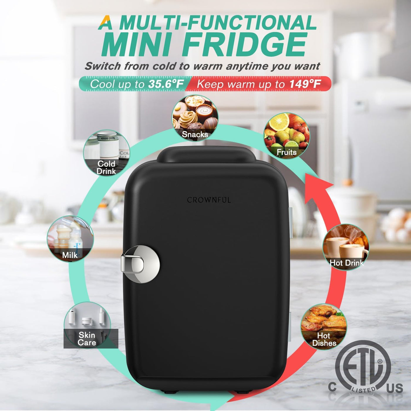Compact Mini Fridge | 4L Cooling & Heating Refrigerator for Skincare & Food Storage in Bedroom 4